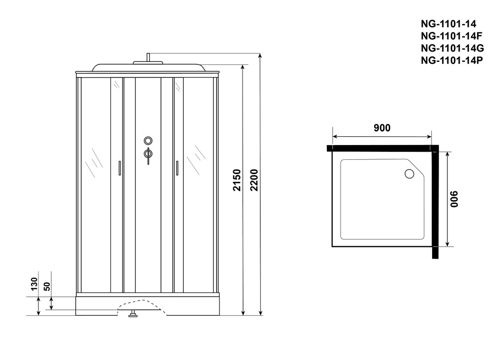 Душевая кабина Niagara NG-1101-14F 90x90