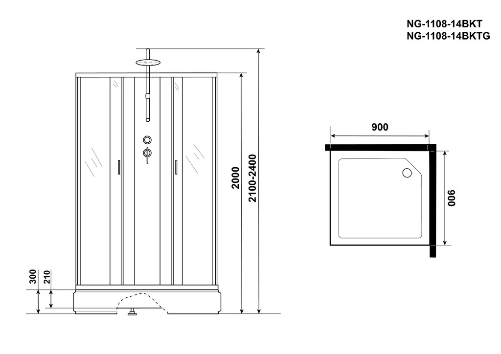 Душевая кабина Niagara NG-1108-14BKTG 90x90