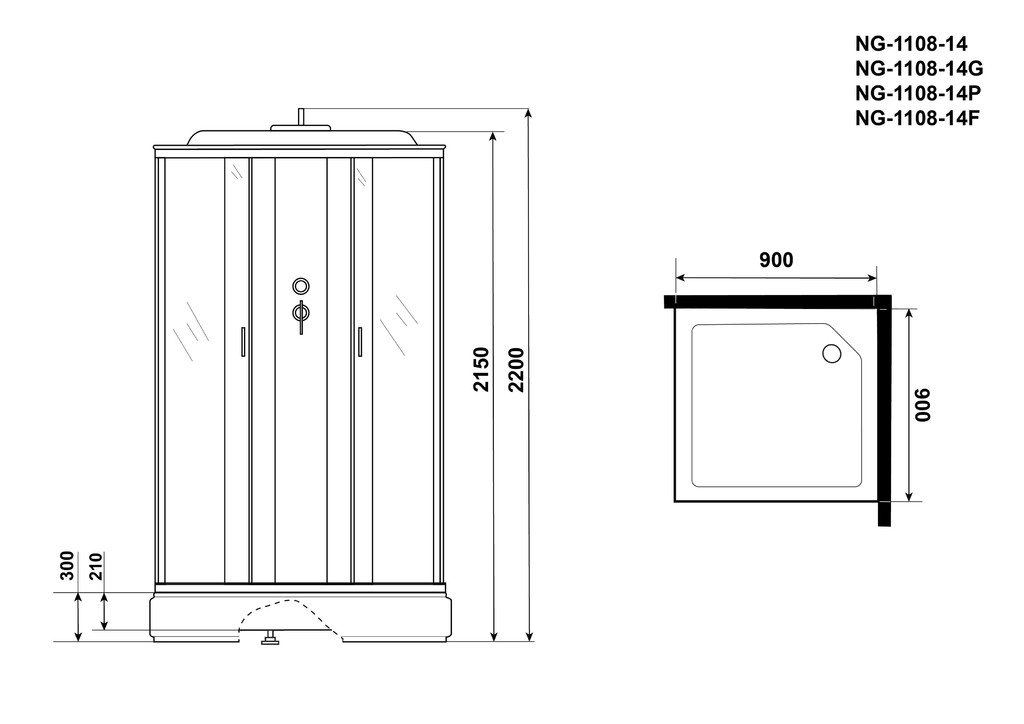 Душевая кабина Niagara NG-1108-14F 90x90