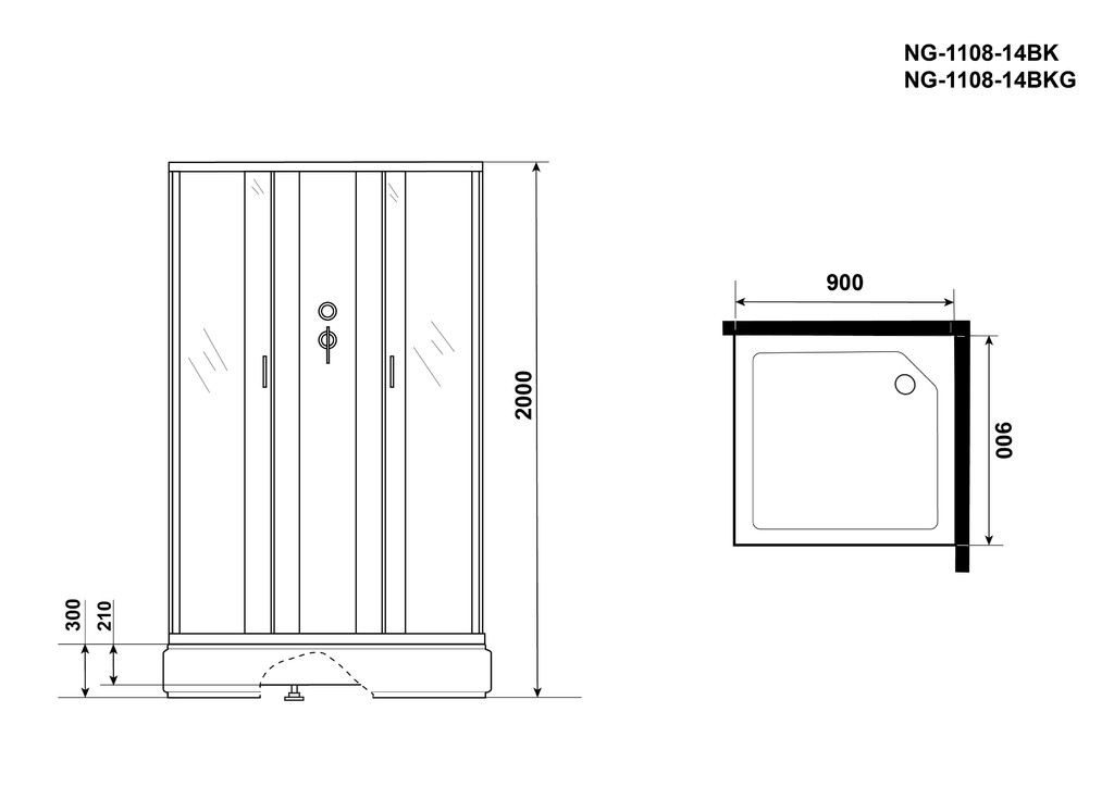 Душевая кабина Niagara NG-1108-14BKG 90x90