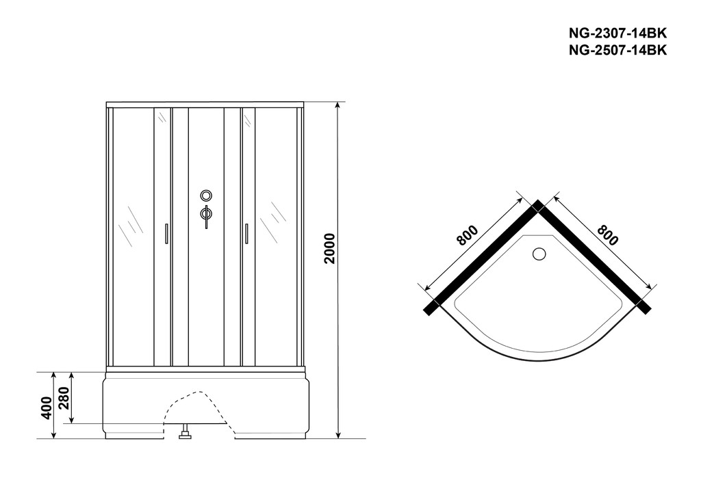 Душевая кабина Niagara NG-2507-14BK 80x80