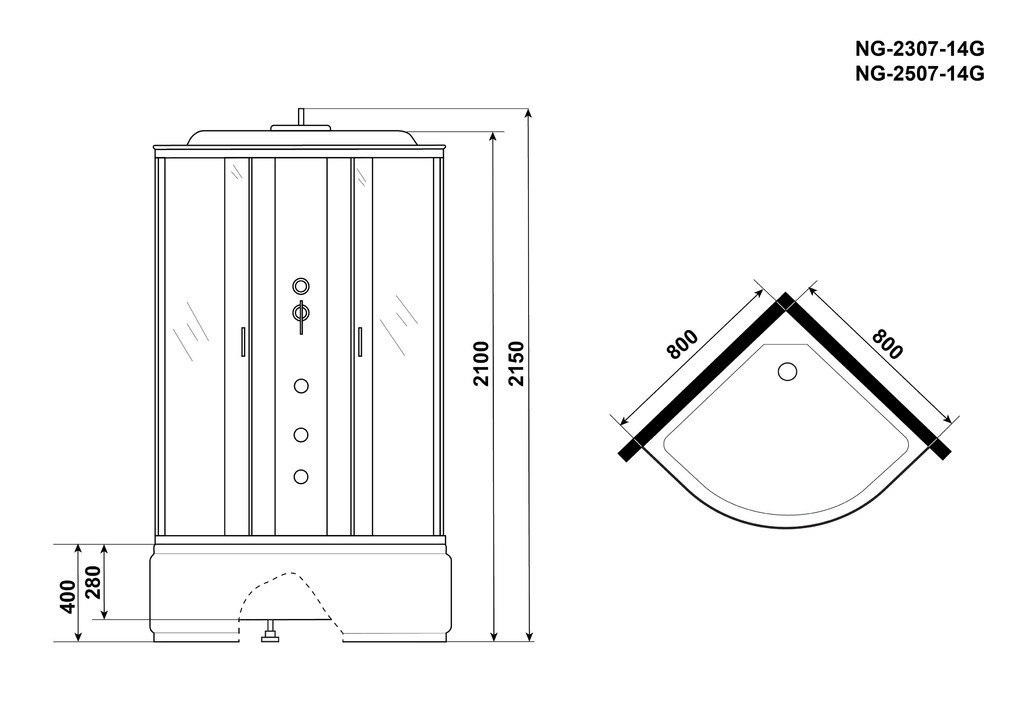 Душевая кабина Niagara NG-2507-14G 80x80