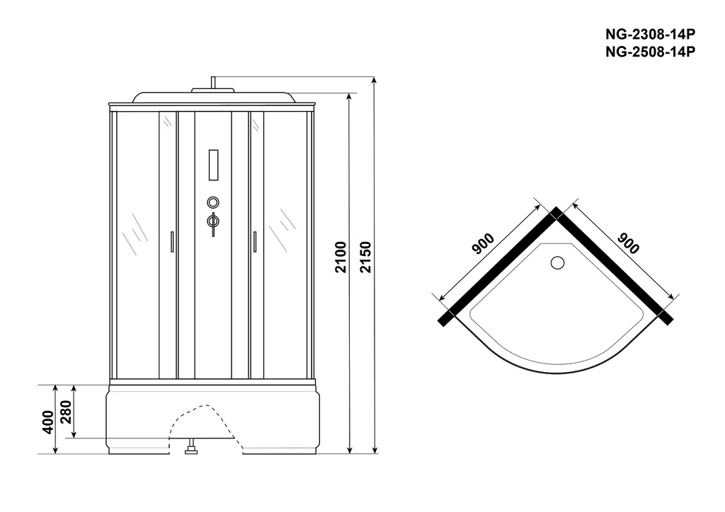 Душевая кабина Niagara NG-2308-14P 90x90