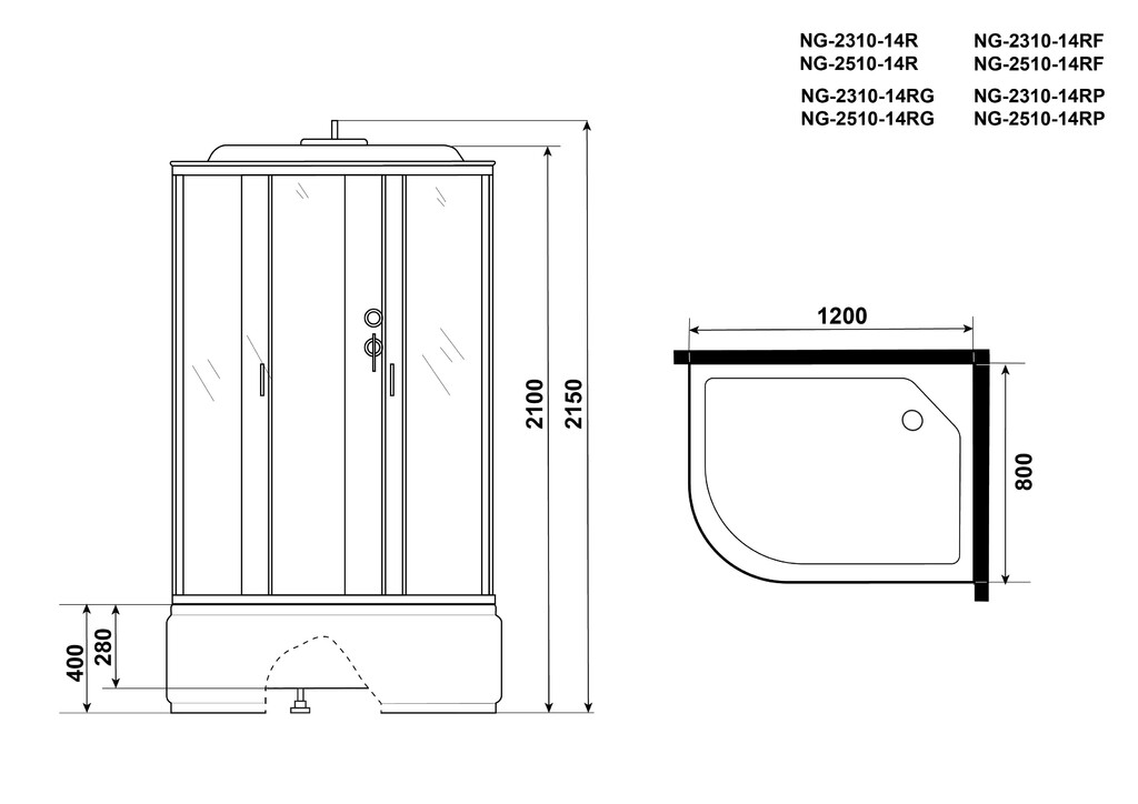 Душевая кабина Niagara NG-2510-14RF 120x80