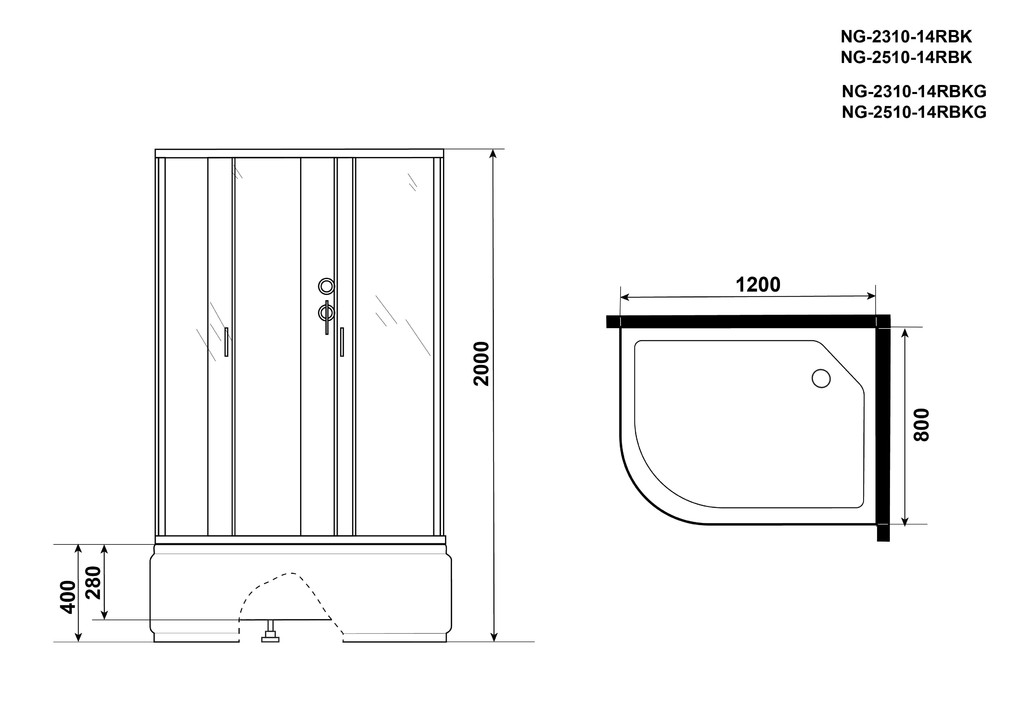 Душевая кабина Niagara NG-2510-14RBK 120x80