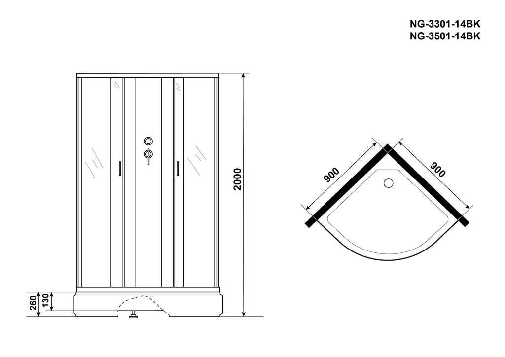 Душевая кабина Niagara NG-3301-14BK 90x90