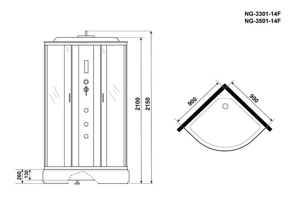 Душевая кабина Niagara NG-3301-14F 90x90