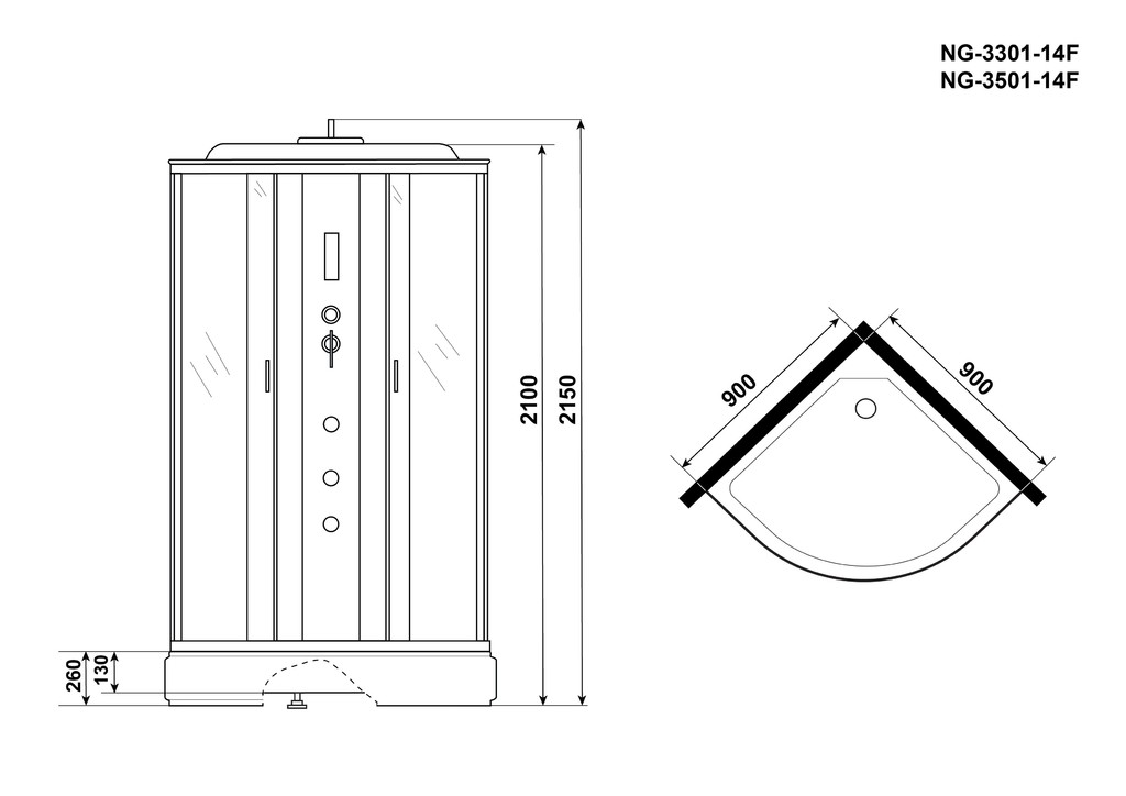 Душевая кабина Niagara NG-3501-14F 90x90