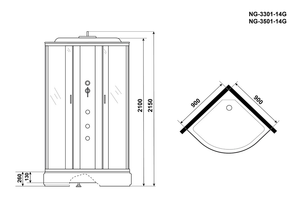 Душевая кабина Niagara NG-3301-14G 90x90