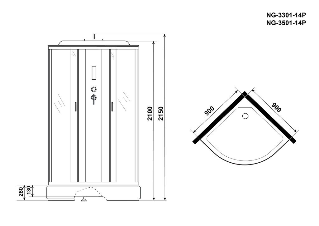 Душевая кабина Niagara NG-3501-14P 90x90