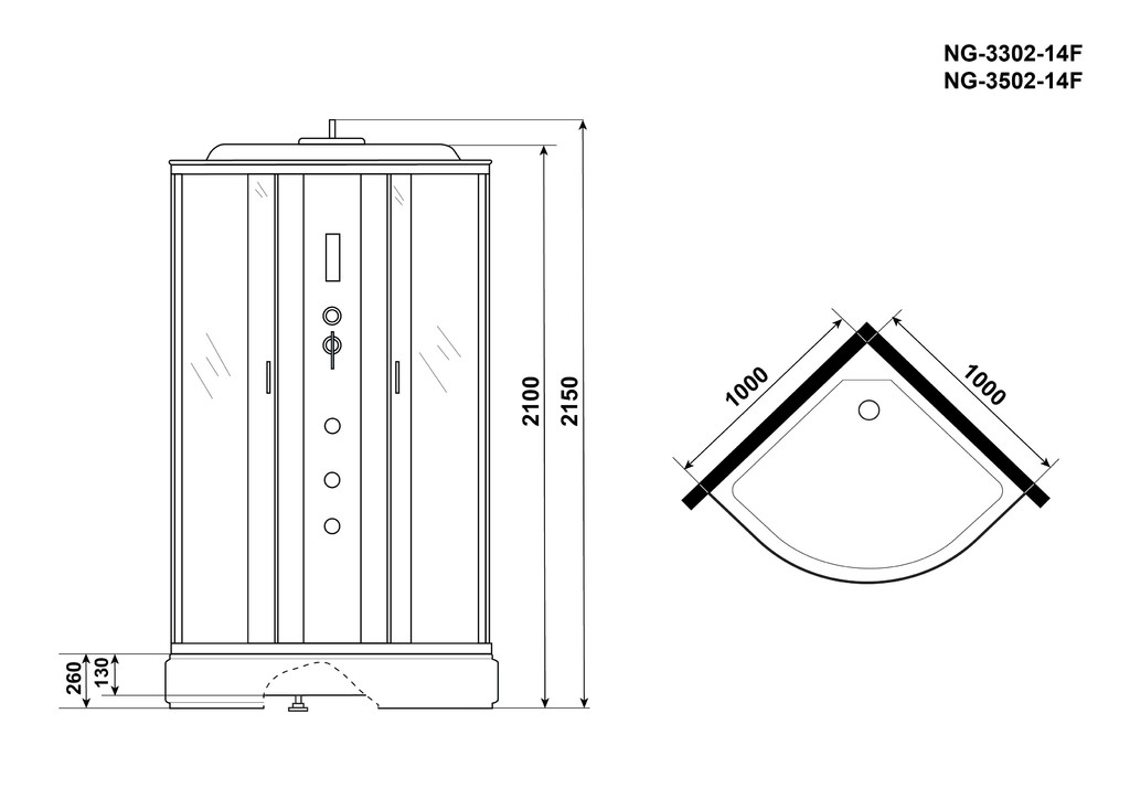 Душевая кабина Niagara NG-3302-14F 100x100