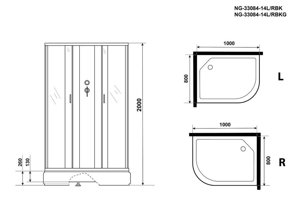 Душевая кабина Niagara NG-33084-14RBKG 100x80