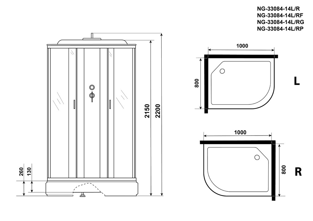 Душевая кабина Niagara NG-33084-14RP 100x80