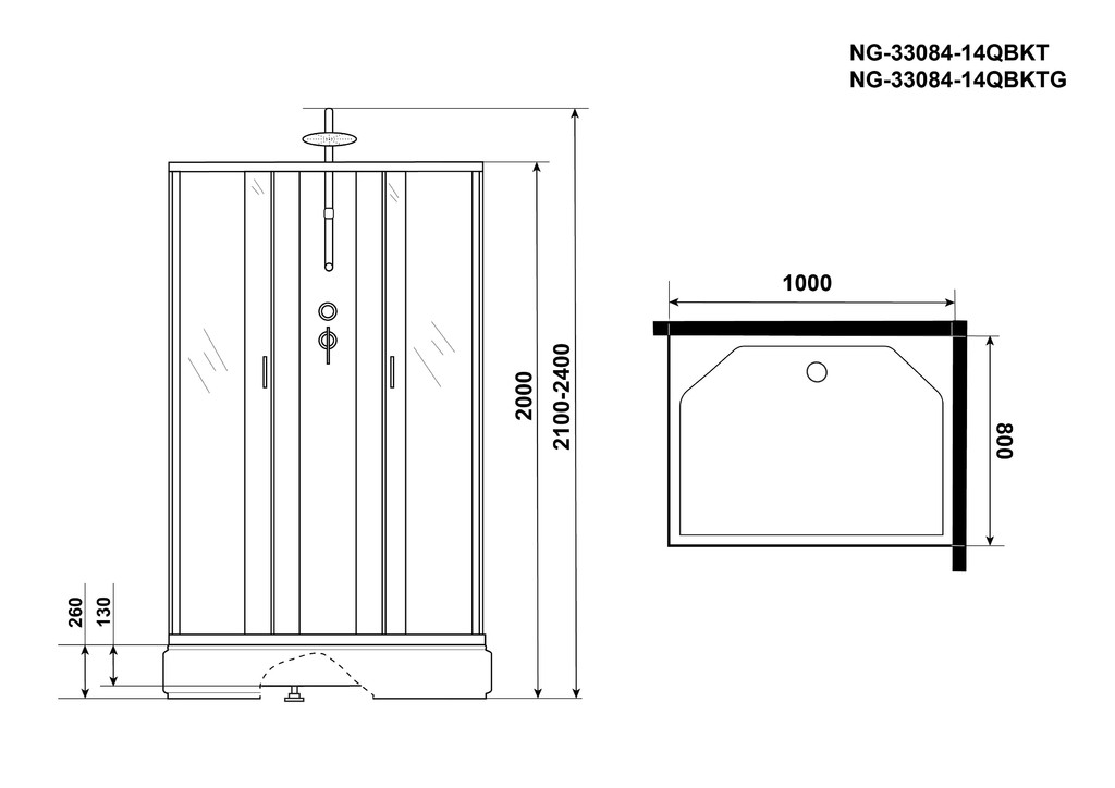 Душевая кабина Niagara NG-33984-14QBKTG 90x80