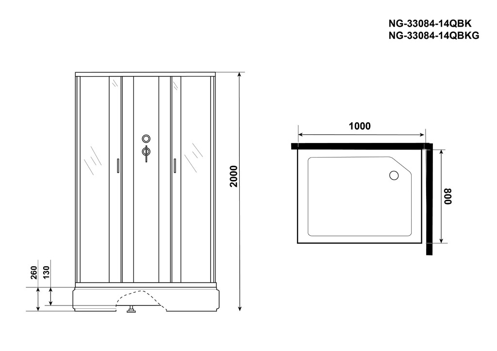 Душевая кабина Niagara NG-33084-14QBK 100x80