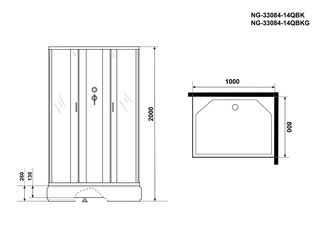 Душевая кабина Niagara NG-33084-14QBKG 100x80