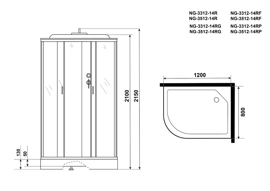 Душевая кабина Niagara NG-3512-14R 120x80