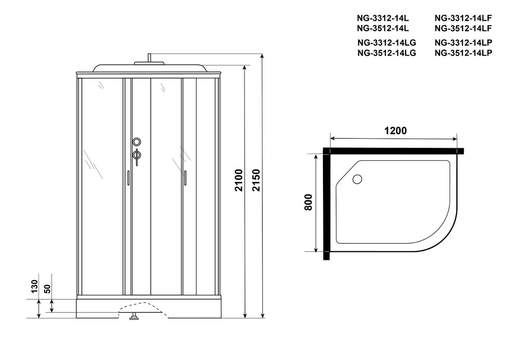 Душевая кабина Niagara NG-3312-14LP 120x80