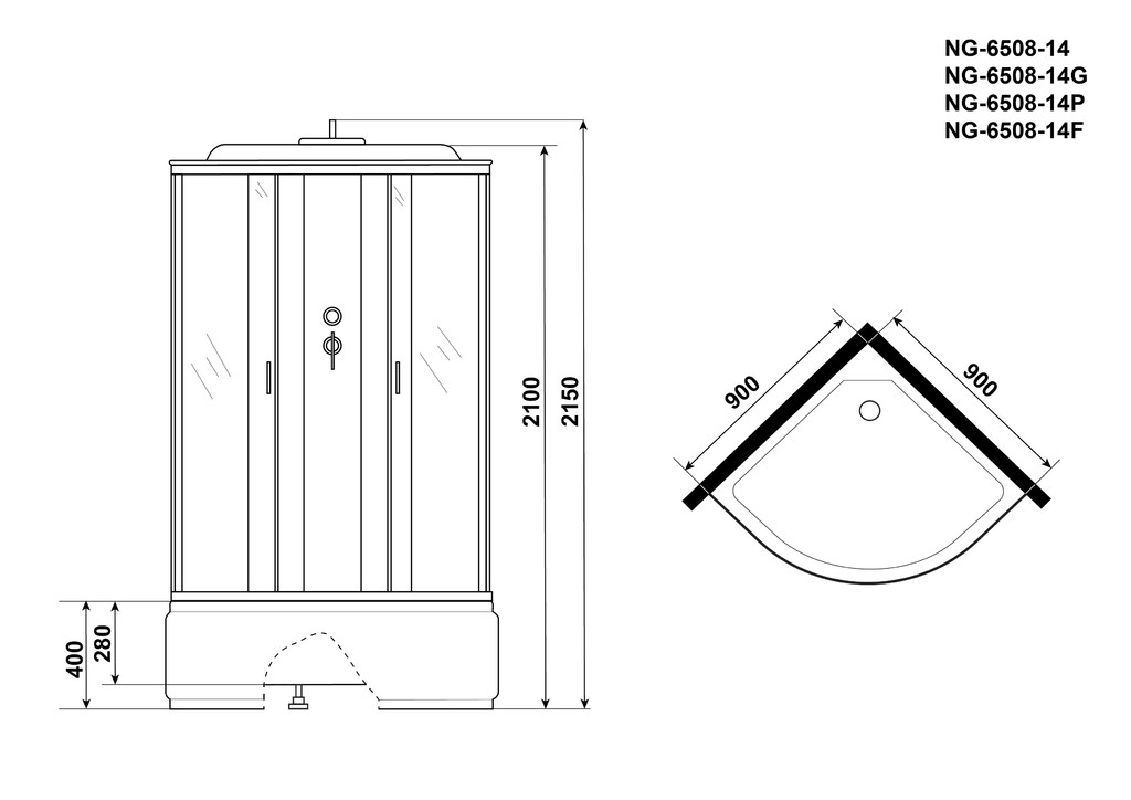 Душевая кабина Niagara NG-6508-14G 90x90