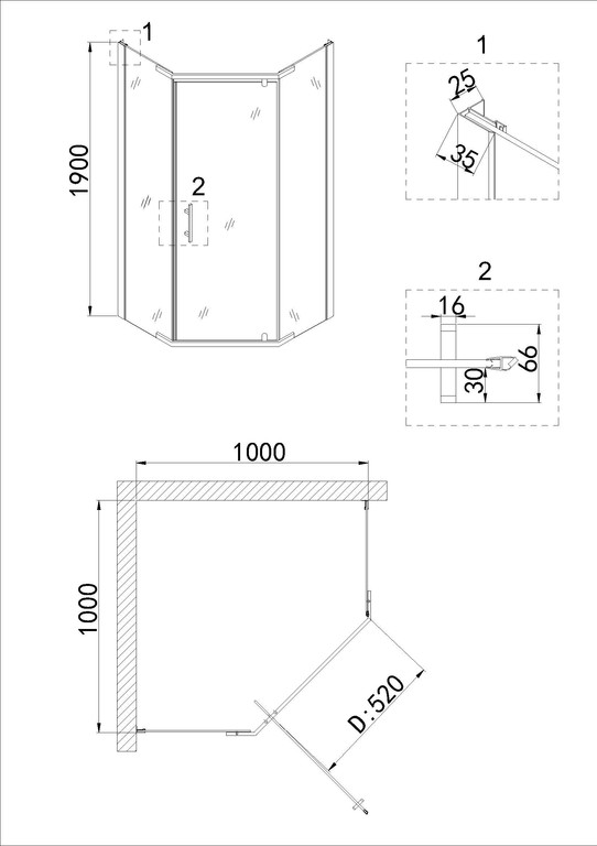 Душевое ограждение Niagara NG-6434-08 GOLD 100x100