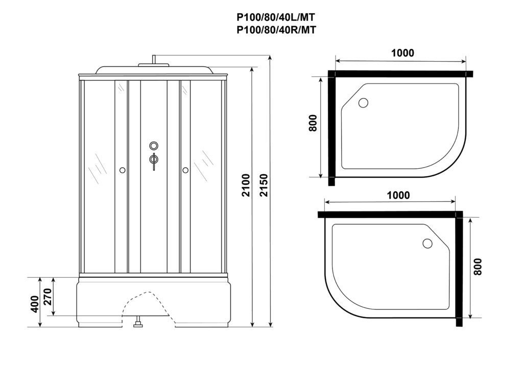 Душевая кабина Niagara P100/80/40L/MT 100x80