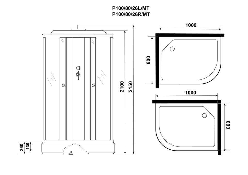 Душевая кабина Niagara P100/80/26L/MT 100x80