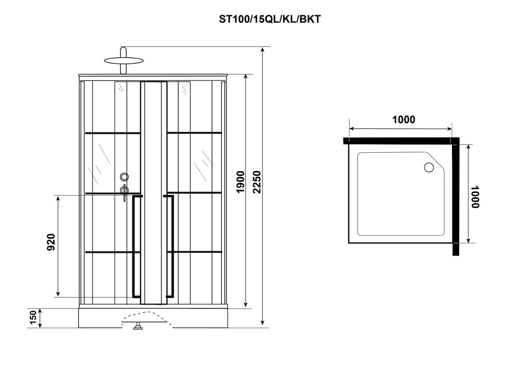 Душевая кабина Niagara ST100/15QL/KL/BKT 100x100