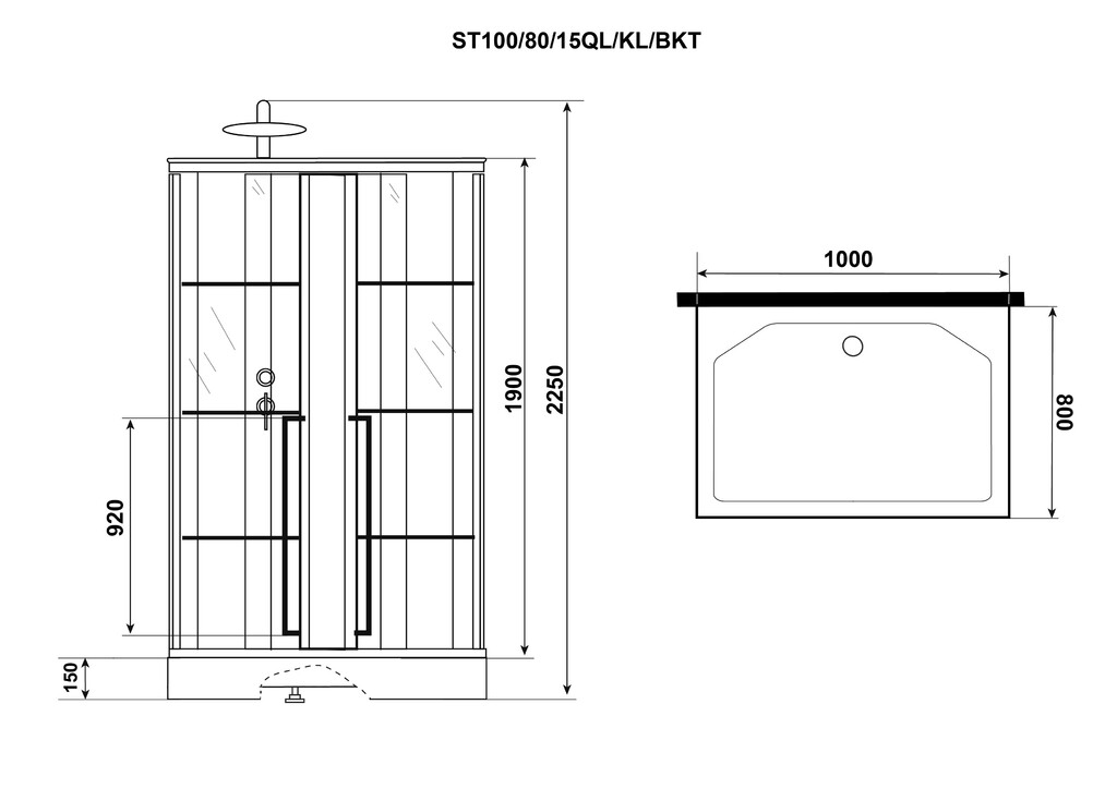 Душевая кабина Niagara ST100/80/15QL/KL/BKT 100x80