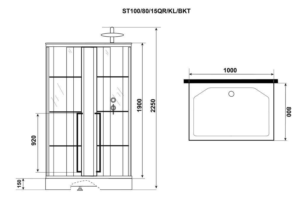 Душевая кабина Niagara ST100/80/15QR/KL/BKT 100x80