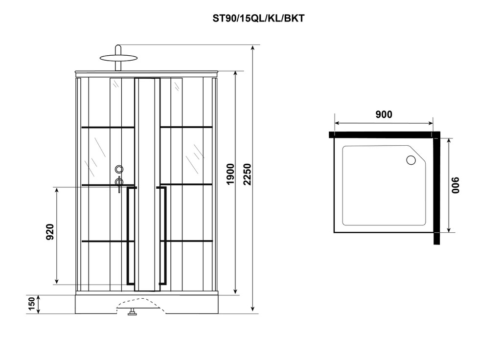 Душевая кабина Niagara ST90/15QL/KL/BKT 90x90