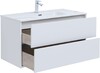 Тумба c раковиной Aquanet Lino 100 (Flat) белый глянец
