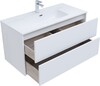 Тумба c раковиной Aquanet Lino 100 (Flat) белый глянец