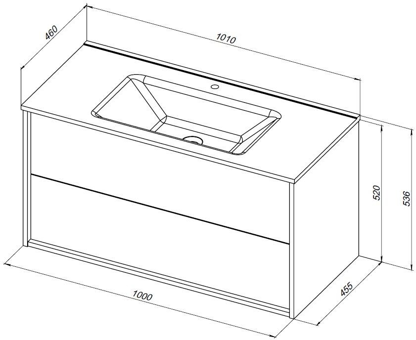 Тумба c раковиной Aquanet Lino 100 (Flat) белый глянец
