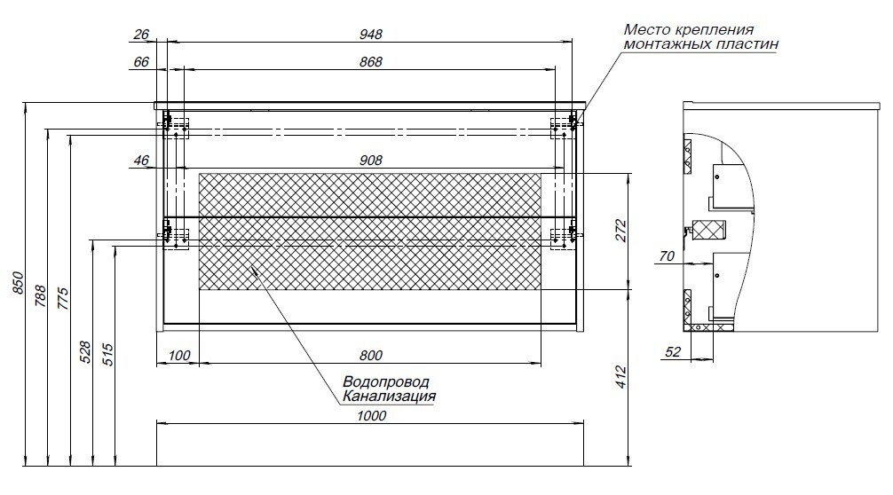 Тумба c раковиной Aquanet Lino 100 (Flat) белый глянец