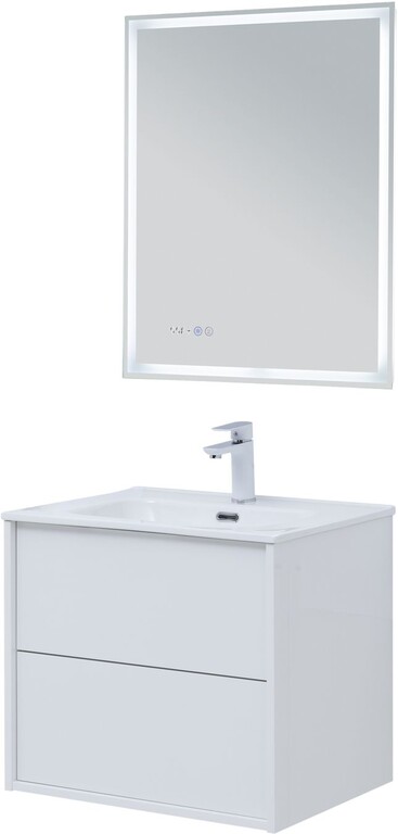 Тумба c раковиной Aquanet Lino 60 (Flat) белый глянец