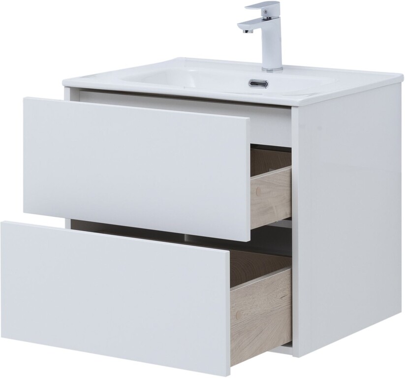 Тумба c раковиной Aquanet Lino 60 (Flat) белый глянец