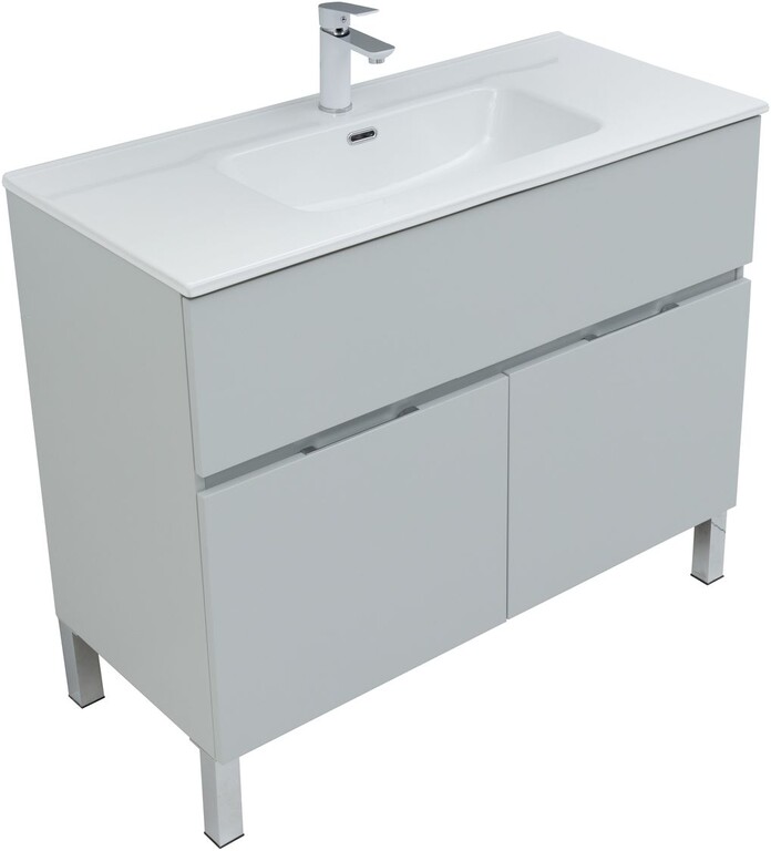 Тумба с раковиной Aquanet Алвита New 100 1 ящик, 2 дверцы, серый