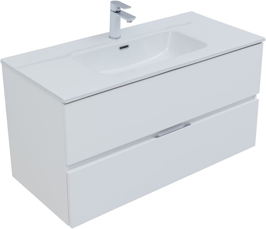 Тумба с раковиной Aquanet Алвита New 100 2 ящика, белый матовый