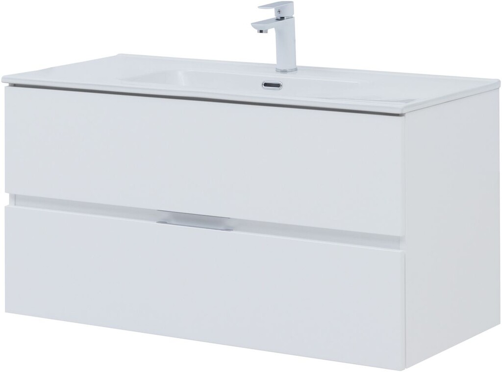 Тумба с раковиной Aquanet Алвита New 100 2 ящика, белый матовый