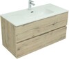 Тумба с раковиной Aquanet Алвита New 100 2 ящика, дуб веллингтон