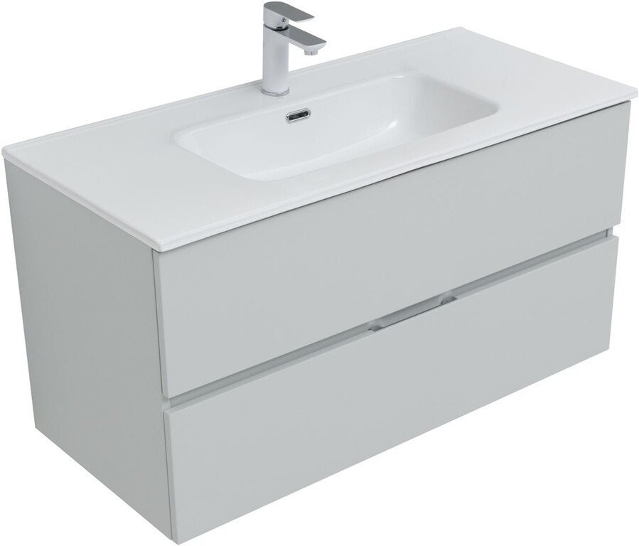 Тумба с раковиной Aquanet Алвита New 100 2 ящика, серый