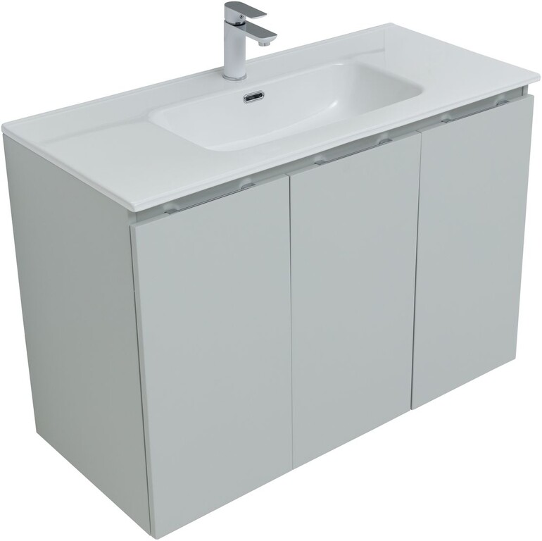 Тумба с раковиной Aquanet Алвита New 100 3 дверцы, серый