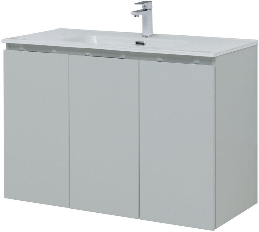 Тумба с раковиной Aquanet Алвита New 100 3 дверцы, серый