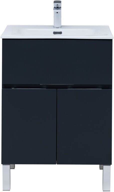 Тумба с раковиной Aquanet Алвита New 60 1 ящик, 2 дверцы, антрацит