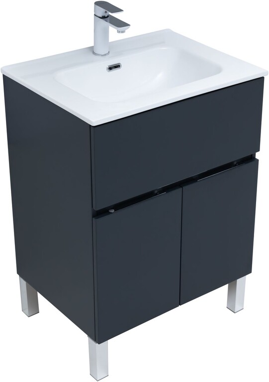 Тумба с раковиной Aquanet Алвита New 60 1 ящик, 2 дверцы, антрацит