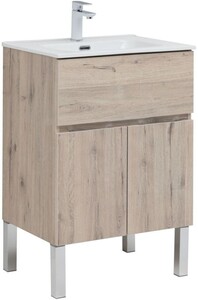 Тумба с раковиной Aquanet Алвита New 60 1 ящик, 2 дверцы, дуб веллингтон