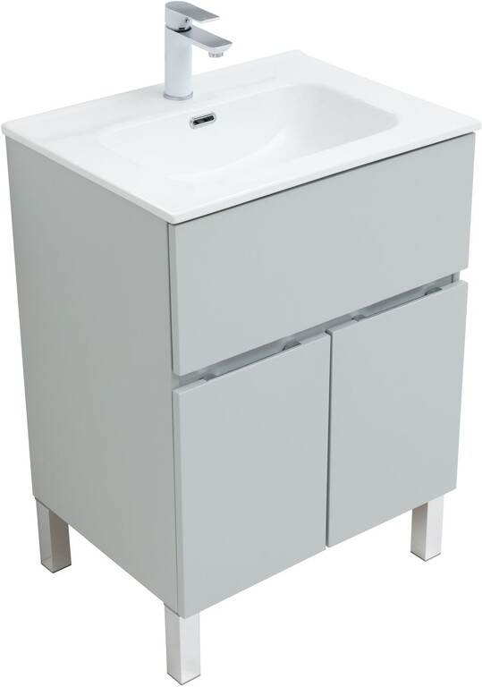 Тумба с раковиной Aquanet Алвита New 60 1 ящик, 2 дверцы, серый