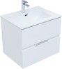 Тумба с раковиной Aquanet Алвита New 60 2 ящика, белый матовый