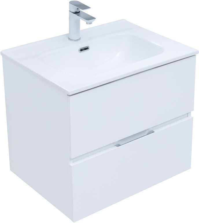 Тумба с раковиной Aquanet Алвита New 60 2 ящика, белый матовый