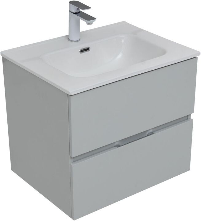 Тумба с раковиной Aquanet Алвита New 60 2 ящика, серый